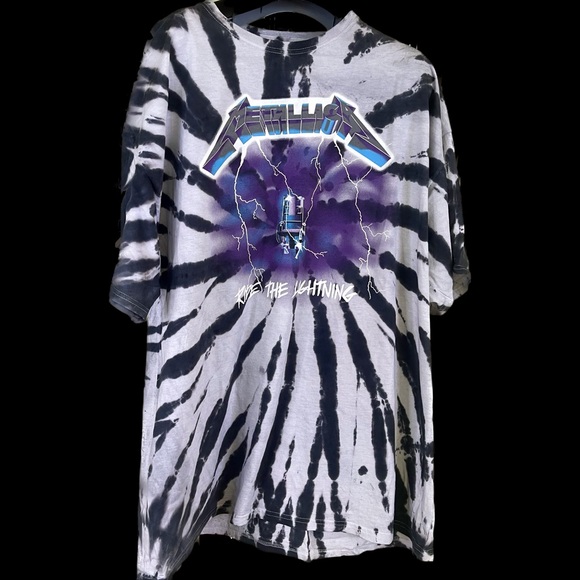 NEW Metallica Ride The Lightening Tie Dye Tiger Band Tee T-Shirt XL Metal Logo - Picture 2 of 6
